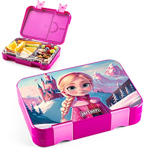 Jarlson® Brotdose für Kinder mit 6 Fächern TONI - Lunchbox - Bento Box auslaufsicher - Jausenbox für Kindergarten und Schule - Mädchen und Jungen | Brotbox | Snackbox (Prinzessin)