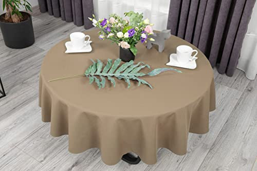 NIBLO Tischdecke Tischläufer Tischtuch Tischwäsche Tischdekoration Tafeltuch (Beige, Oval Tischdecke - 140 x 260 cm)