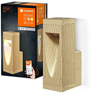 LEDVANCE SMART+ Outdoor WiFi-Wandleuchte 7,5W, 600lm, Holz, mit warmweißem Licht (3000K) und 16 Mio. Farben, hochwertiges Aluminiumgehäuse, steuerbar per App, kompatibel mit Amazon, Google und Co.