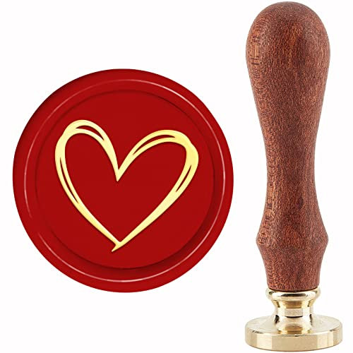 craspire Liebe Wachssiegel Stempel Hochzeit Siegellack Stempel 30 mm/1.18 Zoll Abnehmbarer Messingkopf Siegelstempel Mit Holzgriff Für Geburtstag Hochzeitseinladungen Karten Geschenkverpackung