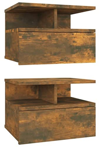 vidaXL Nachttisch 2Stk. Hängend Räuchereiche 40x31x27 cm Holzwerkstoff