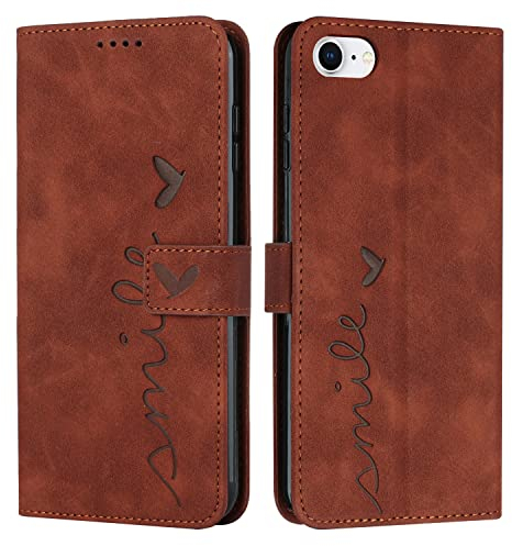 VEEMOS Klapphülle für iPhone 8 / iPhone 7 / iPhone SE 2020 2022 Hülle Klappbar Handyhülle mit Kartenfach Ständer Schutzhülle Handy Tasche Leder Flip Book Case Cover Handytasche - Braun