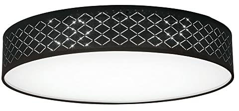etc-shop Deckenleuchte Schlafzimmer mit Fernbedienung LED Deckenlampe schwarz gold dimmbar, Lichtfarbe verstellbar, 60W 3000lm warmweiß - kaltweiß, DxH 60x12 cm