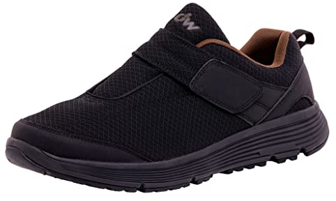diawin Diabetiker Schuhe Herren und Damen – Nahtloser Großzügiger Extratiefer Innenraum – Orthopädische dw Schuhe mit Klettverschluss in 3 Breiten, Black Coffee