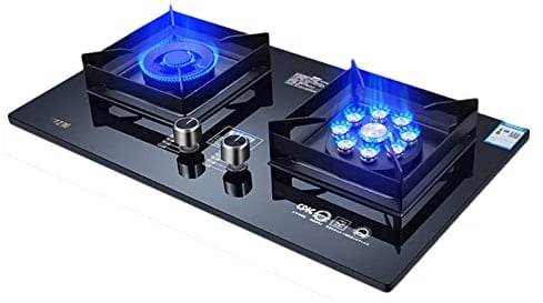 Gas Stove Cooktop Camping Double Burners,Tempered Glass Built-in Gas Hob LPG/NG Dual Fuel Easy to Clean for RVs, 5.0/5.2KW (Size : NG)