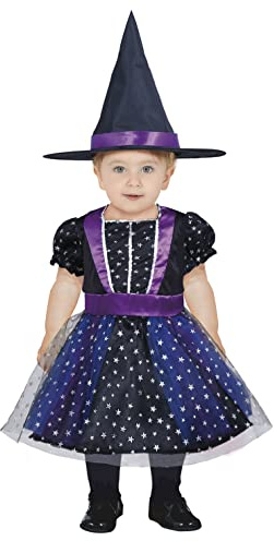 FIESTAS GUIRCA | Costume di Streghetta Stellata Bambini - Cappello e Vestito - Costumi da Strega per Halloween, Carnevale e Feste in Maschera - Ideale per Bambine