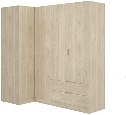 DEKIT GRUPO RIMOBEL Essen Eckschrank, Engineering-Holz, natürliche Eiche, 184 cm (H) x 91 cm (B) x 174 cm (T)