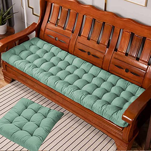 EN AyuL Dickes 8 cm Sitzkissen für Gartenbank, 2/3-Sitzer, rechteckiges Bankkissen, aus Baumwolle, Sitzkissen für Terrasse, Schaukel, drinnen und draußen (60 x 40 cm, grün)