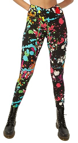 sissycos Halloween Leggings für Damen,80er Bunte Leggings, 3D Druck Bunte Leggings Damen, Halloween Bunte Leggings 90er Neon Leggings Damen Drucke Freizeithosen,Leggings für Party