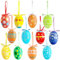 Lot de 24 œufs de Pâques à suspendre, décorations multicolores en plastique pour arbre à œufs, œufs décoratifs peints à la main, ornements artisanaux avec différents styles de rayures, pois et fleurs