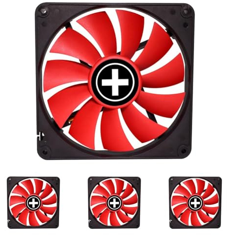 Xilence XPF140.R 140mm Gehäuselüfter, 3PIN, rot/schwarz (Packung mit 4)