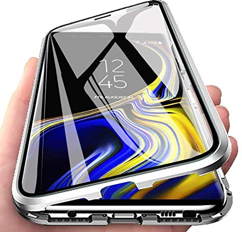 Sewutoyu Hülle Kompatible für VIVO V29, Magnetische Adsorption Handyhülle 360 Grad Schutzhülle Metallrahmen Transparent Gehärtetem Glas Case - Integriert Kamera Schutzfolie Hülle,Silber