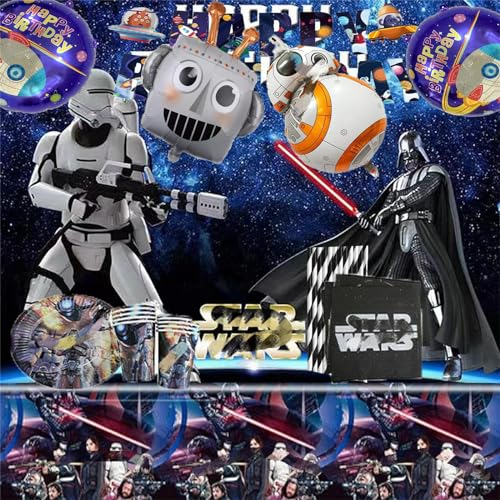 Star Deko Geburtstag, Star Kindergeburtstag, Geburtstagsdeko Jungen, Kindergeburtstag Deko mit Sterne Latexballons, Kinder Geschirr Geburtstag Tischdecke Servietten G-eburtstag Teller Tortendeko