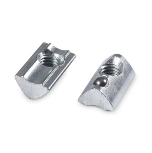 100 Stück Nutenstein M6 Nut 6 mit Steg und Federkugel - Premium Qualität - Stahl verzinkt - item kom