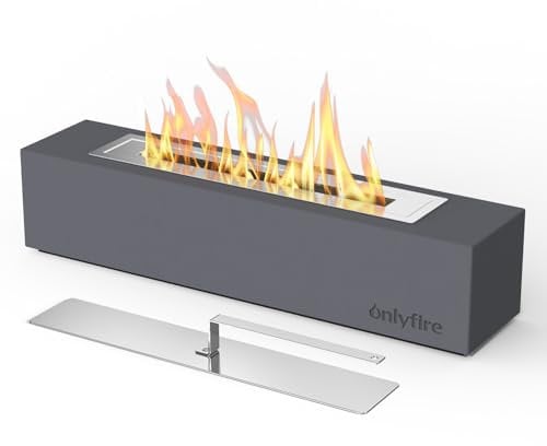 Onlyfire Chimeneas de Etanol de Mesa con Tapa Extintor, Biochimenea de Sobremesa de Hormigón con Almohadilla Antideslizante para Exterior e Interior, Jardín de Casa Balcón, Negro