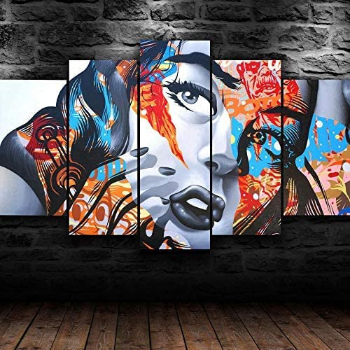 Wandbild Gekritzelmädchen Zum Ausmalen Leinwandbild 5 Tlg Kunstdruck Modern Wandbilder Wanddekoration Design Wandkunst 5 Stücke Leinwand Wohnzimmer Dekoration 175 X 80 Cm -0U2Y/I9P4-