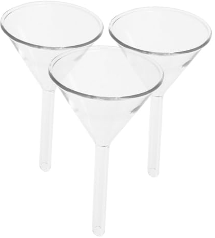 VILLFUL 3 embudos de cristal de laboratorio de boca ancha, embudo científico de llenado de cristal transparente para suministros de laboratorio y aplicaciones químicas