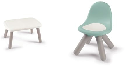 Smoby - Kid Table - Mobilier pour Enfant - Dès 18 Mois - Intérieur et Extérieur - Blanc - 880405 & Kid Chaise - Mobilier pour Enfant - Dès 18 Mois - Intérieur et Extérieur - Vert Sauge - 880109