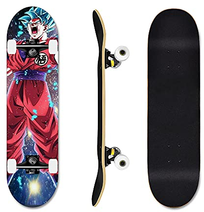 Anime Skateboard Vollboard, 31x8 Zoll Anfänger Skateboard, Teen Longboard Double Kick Deck Concave Skateboard, 7 Lagen Ahorn Cruiser Skateboard