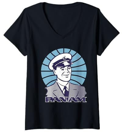 Womens Pan Am Pilot Smile V-Neck T-Shirt
