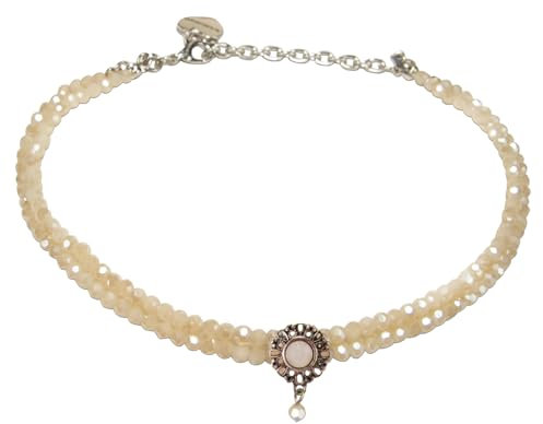 Alpenflüstern Trachten Glamour-Kropfkette Helena - Perlen Halskette, Trachtenkette, eleganter Damen-Trachtenschmuck, Dirndlkette (mondstein farben) DHK333