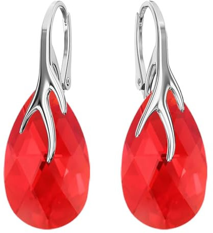 Hängen Silber Ohrringe 925 Silber mit Zirkonia - Schmuck für Frauen und Mädchen - Hängeohrringe Ideal für Geschenke für Frauen Hängende Damenohrringe (Light Siam)