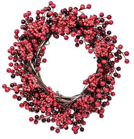B & S Beerenkranz Rot Kunstpflanzen Weihnachtskranz Ø35cm