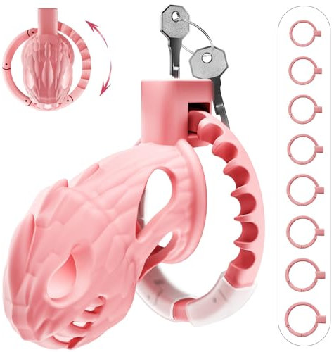 PRONFANS Peniskäfig Sex toys Chastity cage Männer 8 Größen in 1, Keuschheitskäfig herren Sex spielzeug für Paare Männer Sex Sexspielzeug Invisible Lock, Sex toyset für man keuschheitsgürtel Rosa