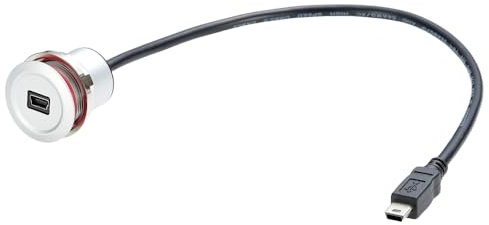 Cavo di prolunga mini USB rotondo da incasso, 0,3 metri, mini USB a 5 pin, montaggio a filo, da maschio a femmina, in metallo, 480 Mbps, 5 V, 2 A, sincronizzazione dati, cavo di ricarica per montaggio