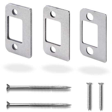 MOSECYOU Door Strike Shim Plates, Standard Size Spacer, Stainless Steel | Set of 3 Different Thickness, Fix Door won’t Stay Shut, Block the Access to Latch, Silver