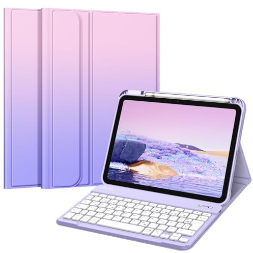FINTIE Tastatur Hülle für iPad 11. Generation 11 2025, iPad 10. Generation 2022 10.9, Schutzhülle mit TPU Rückschale, Pencil Halter und magnetisch Abnehmbarer Tastatur mit QWERTZ Layout, Fantacy