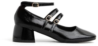 noga Mary Jane in Vernice con 3 Cinturini - Nero