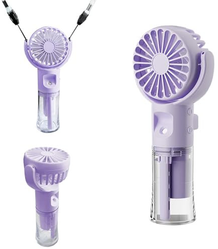 WUDEUI Mini ventilateur portable, brumisateur portable, rechargeable, 4 vitesses réglables, pour l'été, l'extérieur, les voyages, le maquillage, la maison, le bureau, le camping