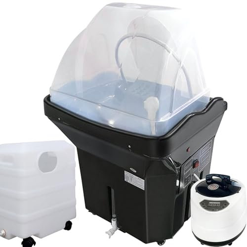 SHENGSHIYU Head Spa Portable, Head Spa Japonais 60L avec Circulation d'eau et Option Fumigation, Portable & Gain de Place, Noir Équipement Professionnel pour Soin Capillaire pour Salons et Domicile