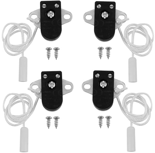 4Pcs Side Action Pull Cord Light Switch Set, 2A 2Pin Cord Switches for Bathroom, Kitchen & Utility Room, Easy-to-Install Light Switch for Home and Commercial Use