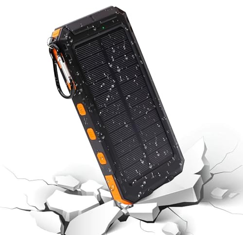 Chargeur Solaire Portable - Batterie Externe de 20 000 mAh avec Lampe Torche pour téléphone, Petit Chargeur pour téléphone pour Camping, Voyage et Utilisation à la Maison