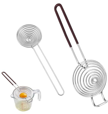 2 Stück Eiertrenner Mit Griff, Eigelbtrenner, Eiertrenner Edelstahl für Den Einsatz in Der Backküche, Kochen Filter Werkzeug Eitrenner für Trennen Von Eiweiß und Eigelb (Braun)