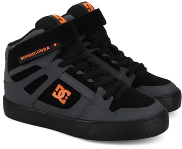 DC Shoes Pure High-Top EV - Leather High Shoes for Children, Grey Black Orange, 9/10 UK Child