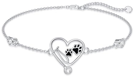 ROMANTICWORK Herz Stethoskop Armband 925 Sterling Silber Krankenschwester Armband Stethoskop Schmuck Geschenke für Frauen Krankenpflege Arzt Graduierung Medizinstudent