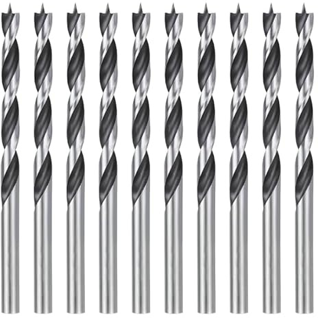 Yuiturt Meccion Forets à Bois Hélicoïdaux 4mm, Lot de 10 Mèches Professionnelles Brad Point pour Bois Doux/Dur/Plaqué, Forets Métaux Haute Performance pour Plastique MDF et Stratifié