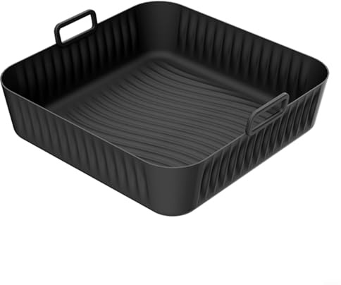 Silikon Backeinsatz für Cosori 5QT/6QT Airfryer, Quadratische Silikonmatte mit 14 mm hohen Rippen, Spülmaschinenfest, Schwarz oder Grau(black)