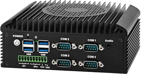 CWWK Mini PC Industrie, Micro Embedded PC Core i5-1235U, 4 × COM RS232/RS485, Dual Gigabit LAN, C12D Mini Computer, SIM, HD, VGA, GPIO, WiFi/BT, 8 GB RAM, 256 GB NVMe SSD