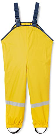 Playshoes Pantaloni fango, salopette antipioggia, fodera in tessuto, Pantaloni antipioggia antivento e impermeabili Unisex - Bambini e ragazzi, giallo, 98