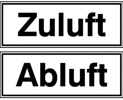 Betriebsausstattung24® Zuluft/Abluft Hinweisschild Betriebskennzeichnung, 1 VE = 2 Schilder, Alu, 10x6 cm