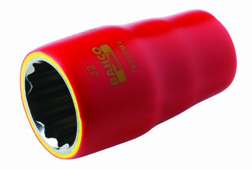 Bahco 1/2 Zoll Isolierte Standardbuchse Steckschlüsseleinsatz SW 18mm 12-Punkt VDE x 50 mm