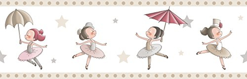 Rasch Textil Papierborte Bordüre selbstklebend - Bimbaloo 2- 330457 weiß beige Ballerina