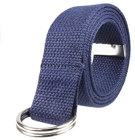 Gelante Canvas Web D Ring Gürtel Silber Schnalle Military Style für Männer & Frauen 1 oder 3 Stück, navy, S/M (30/35 Taille)