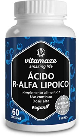 Ácido Alfa Lipoico (ALA) Antioxidante Natural de de Ácido Tióctico - 60 Capsulas de Alta Dosis 200 mg - Vegano y sin Aditivos - Elaborado en Alemania