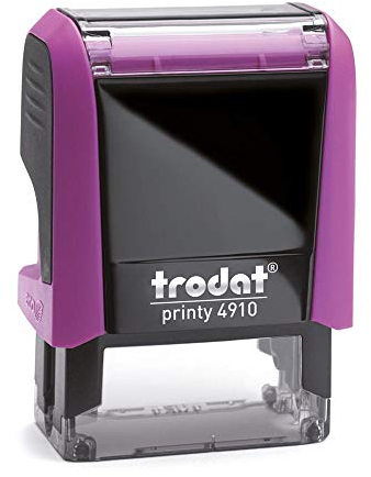 Trodat – Printy 4910 PINK Custom Stempel mit Wunschtext personalisieren – selbstfärbender Stempel als Namensstempel, Adressstempel, Firmenstempel & Co zu verwenden (26 x 9 mm | 3 Zeilen | Pink)