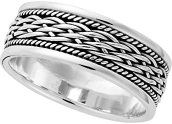 Silverly Keltische Knoten-Verlobungsringe | Damenringe aus Sterlingsilber | Herren-Ehering aus Massivem 925er Silber 8mm Breit Geflochten | Eheringe für Sie und Ihn